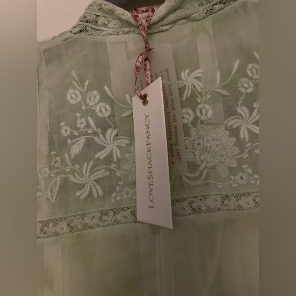 Ronda Embroidered Sleeve Blouse— Love Shack Fancy (Moss Green) - Picture 9 of 12